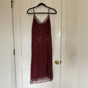 Burgundy aritzia Wilfred satin dress size 2